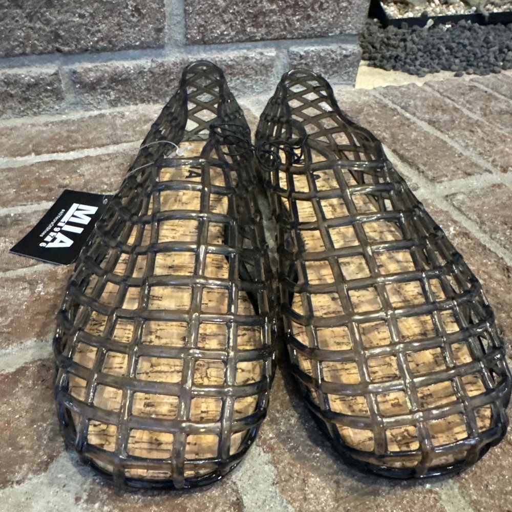 MIA Womens Darleene Jelly Mesh Slip On Flat Open Grid Rubber Shoes Gray Sz 10 - Picture 15 of 15